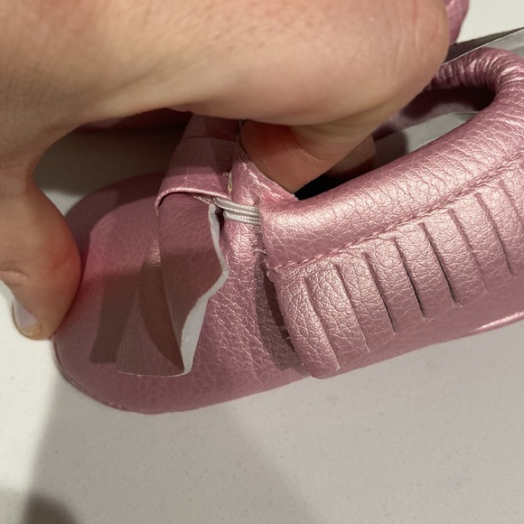 Romirus baby shoes Moccasins bows fringe 2 pairs NWT mint & shimmery pink size 2 - Picture 4 of 11